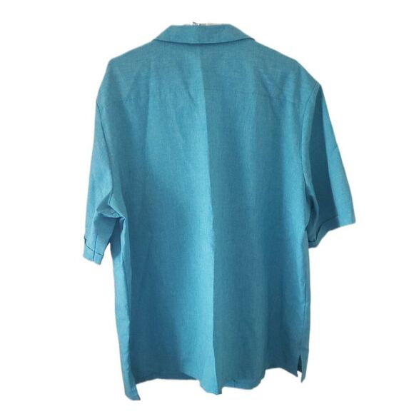 Design Collective by Cintas Men's Teal Button Down Short Sleeve Shirt w/Pocket - Picture 2 of 3